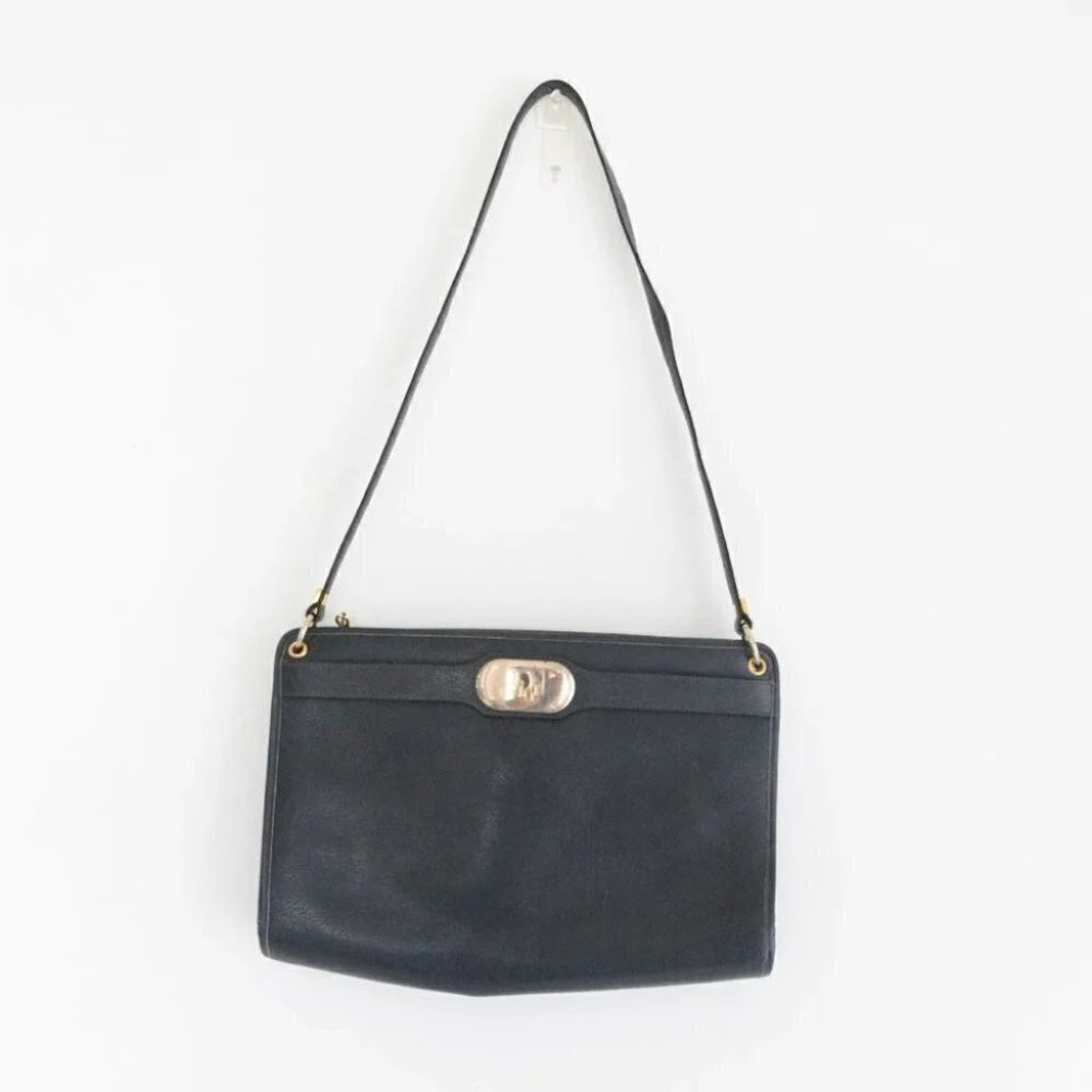Vintage Christian Dior Navy 1960's Shoulder Bag 100% Leather Purse